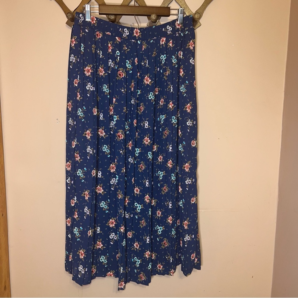 Vintage Cottagecore Floral Pleated Midi Skirt